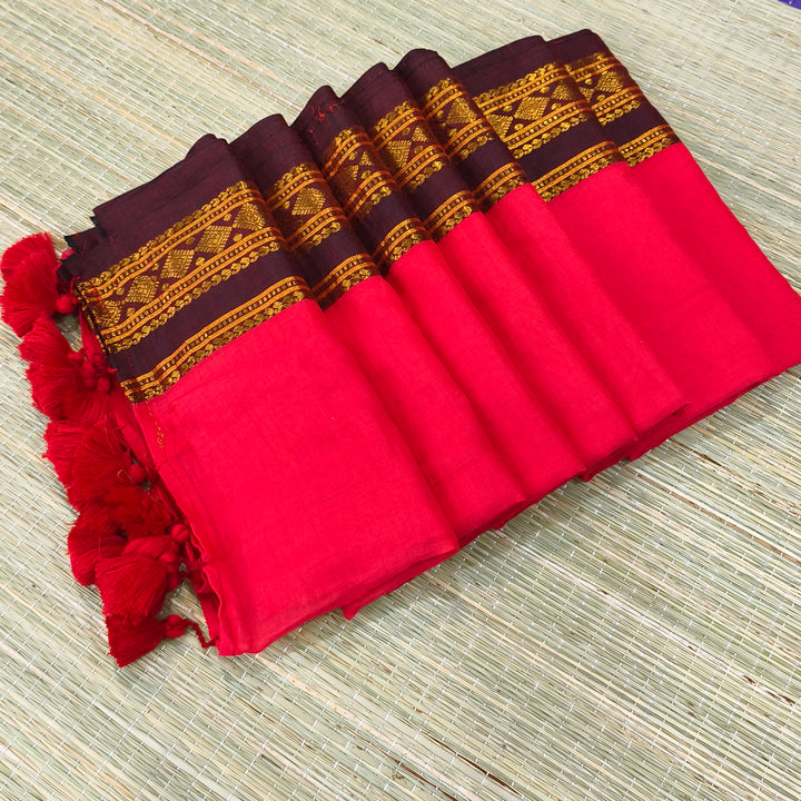 Mul cotton saree with Kanchi border