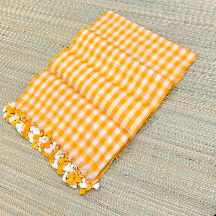 Premium mul cotton small check saree