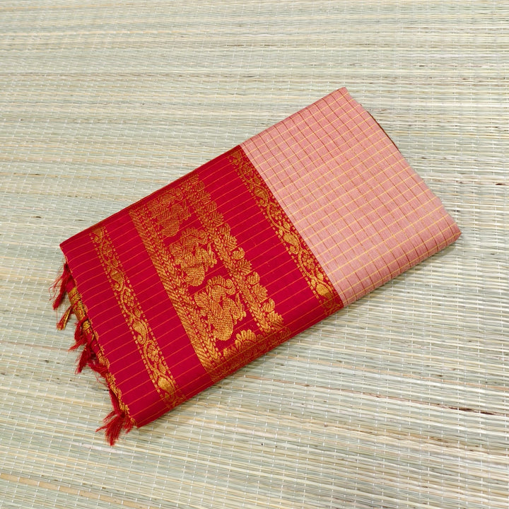 Kalyani cotton saree with zari checks