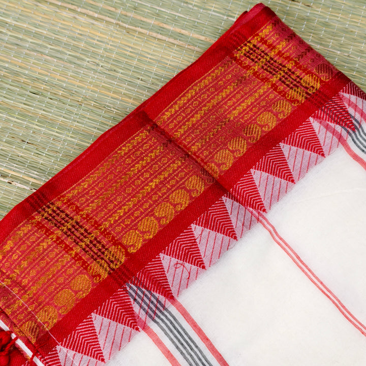 Mul cotton saree with Red kanchi border