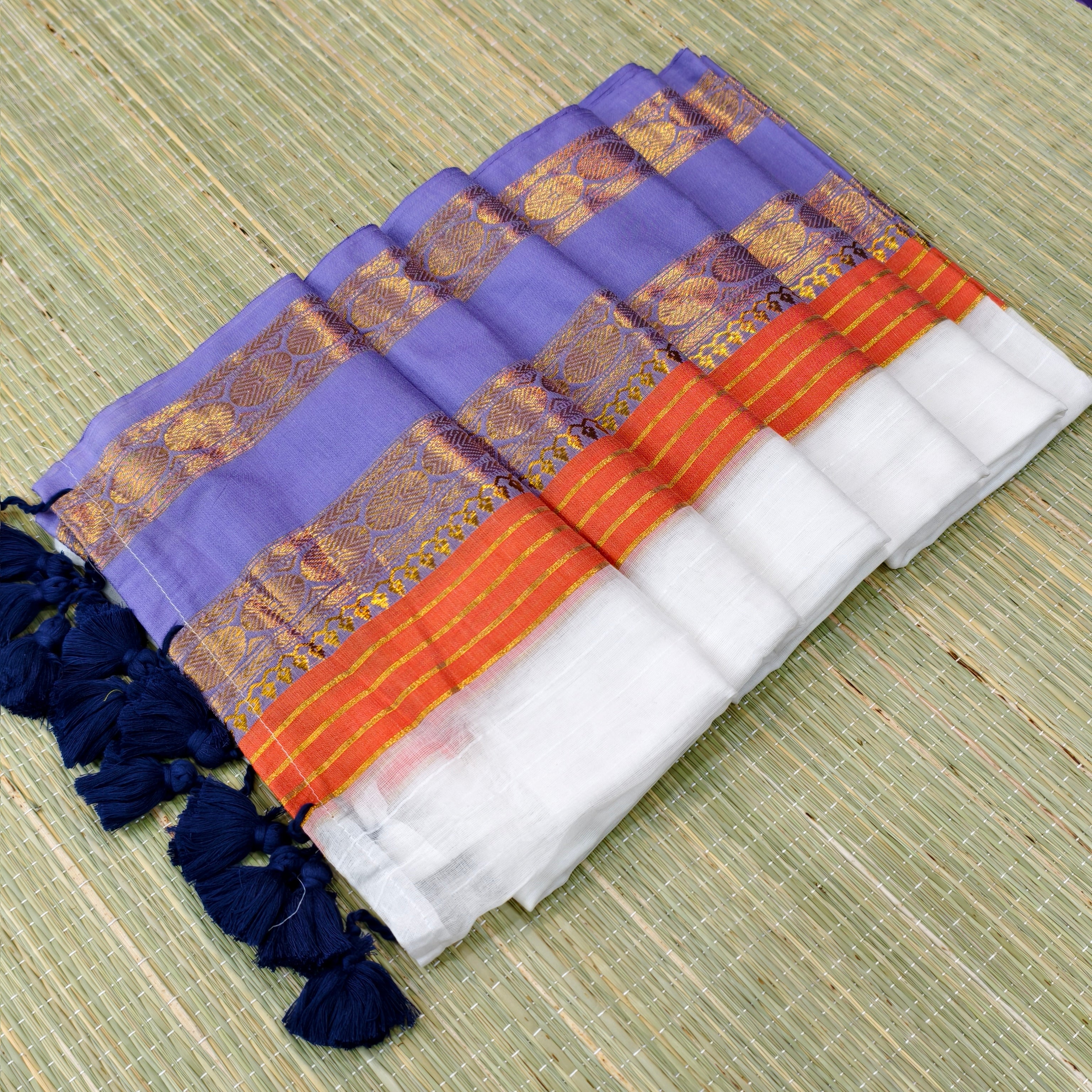 Mul cotton saree with Gap kanchi border