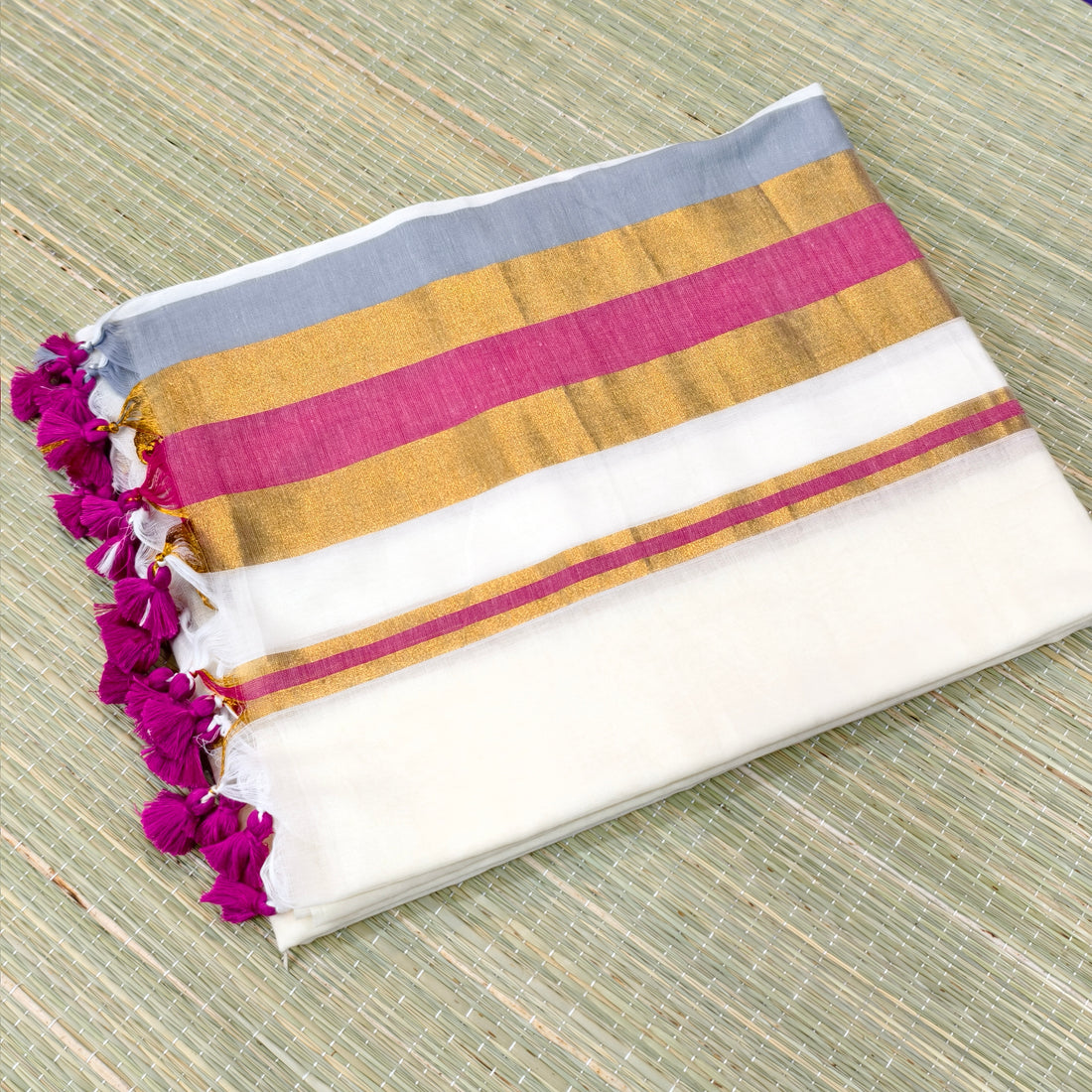 Mul cotton saree with zari border