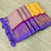 Mul cotton saree with all over zari stripes & kanchi border