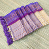Mul cotton saree with all over zari stripes & kanchi border