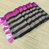 Mul cotton saree with dual colour striped kanchi border