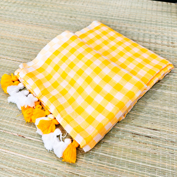 Mul cotton check saree