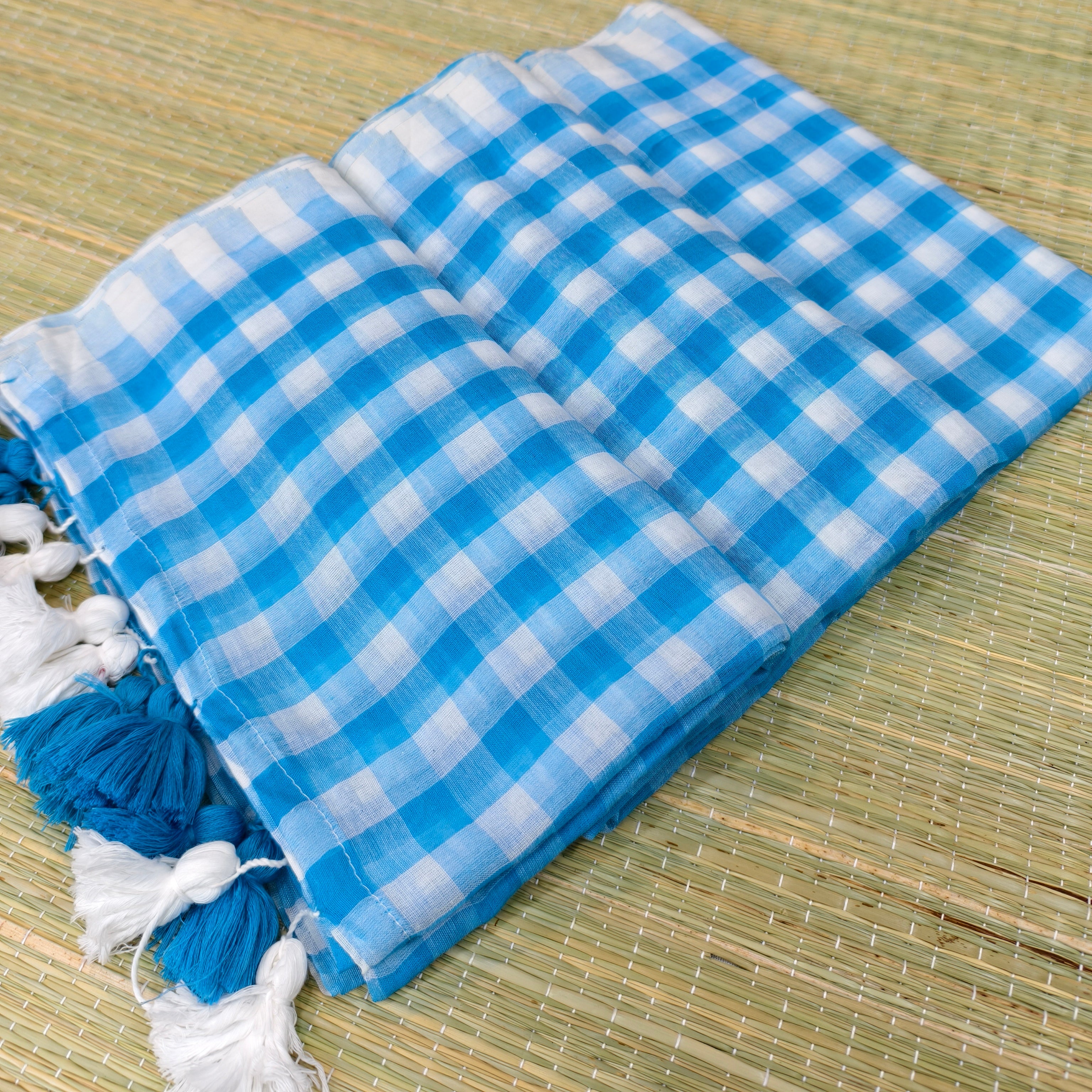 Mul cotton check saree