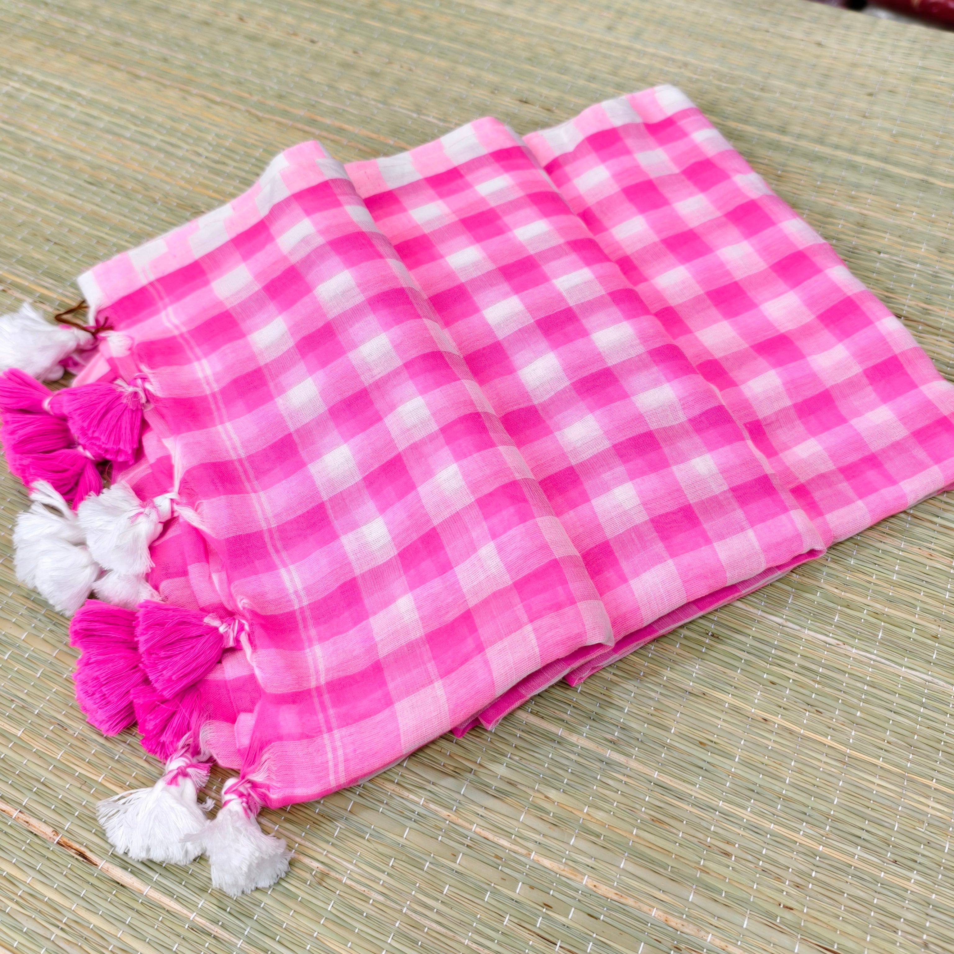 Mul cotton check saree