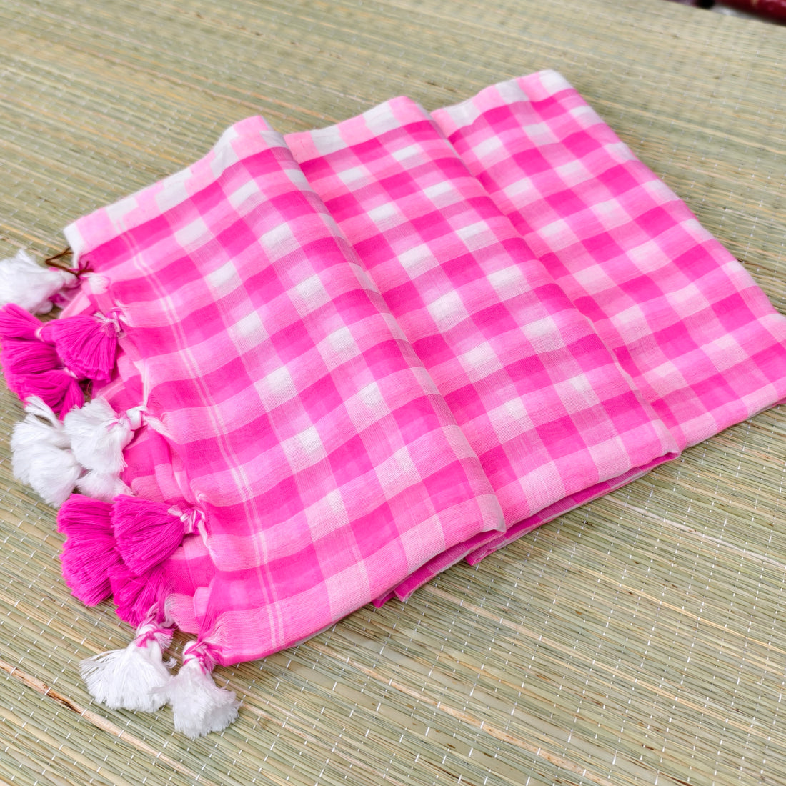 Mul cotton check saree