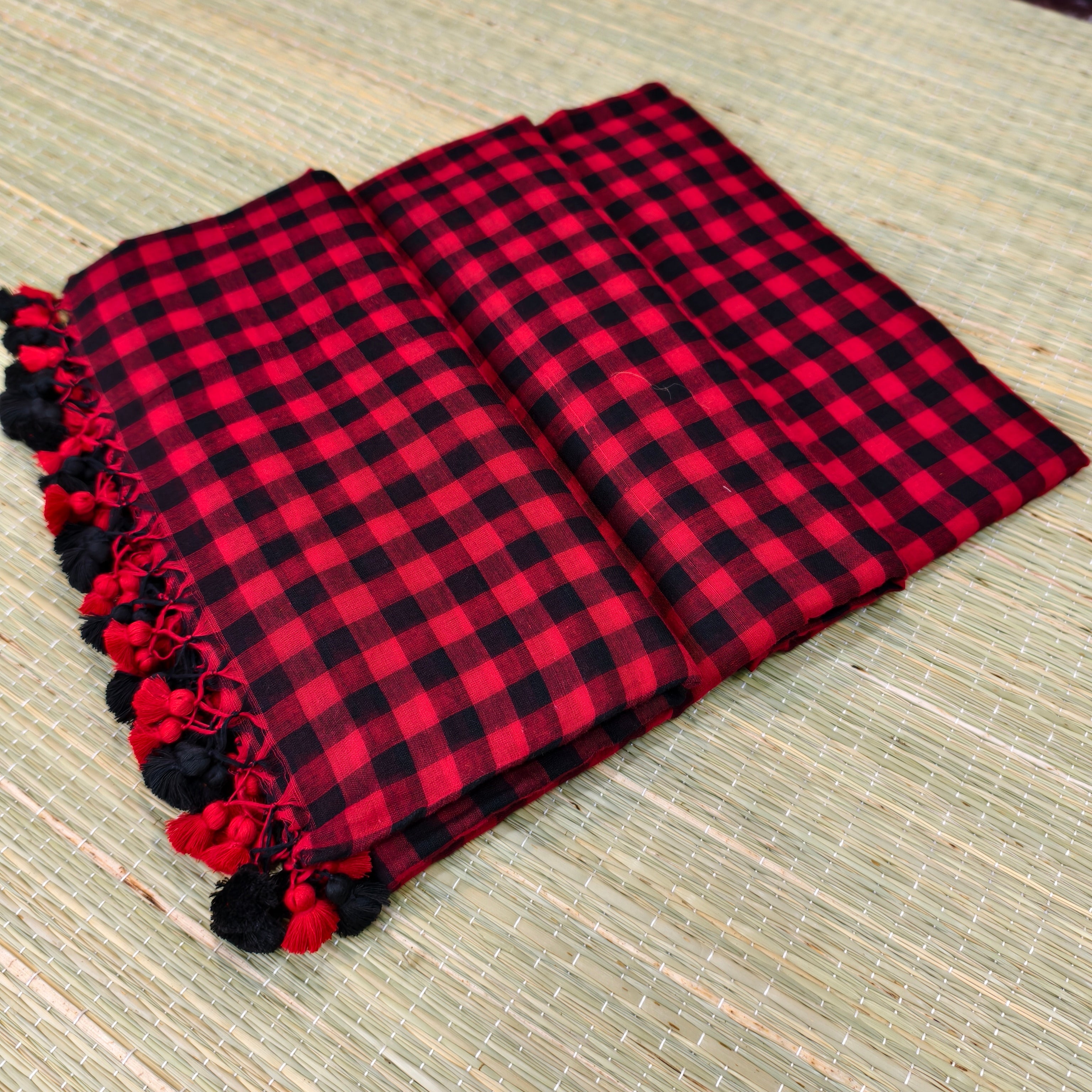 Mul cotton check saree