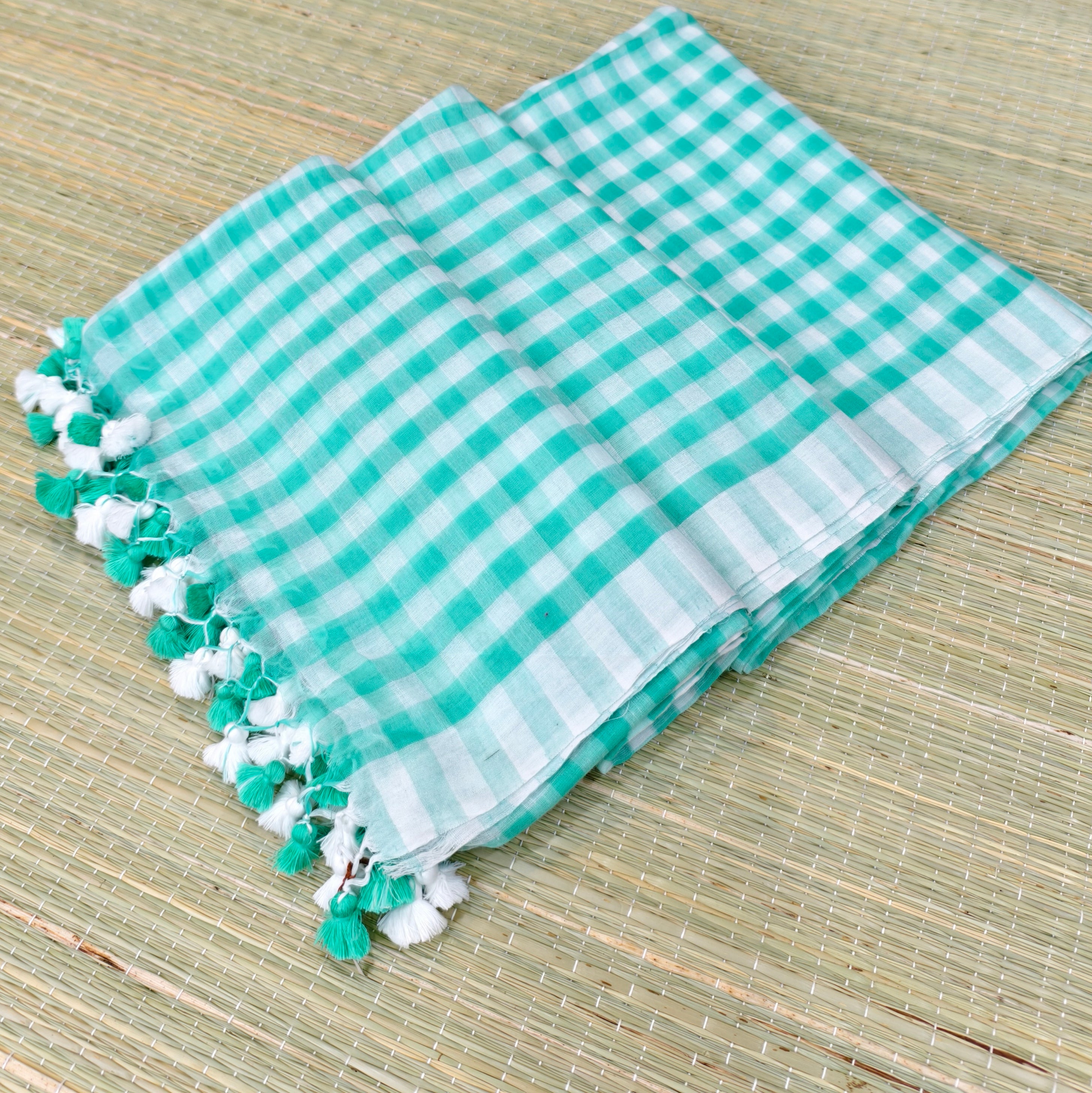 Mul cotton check saree