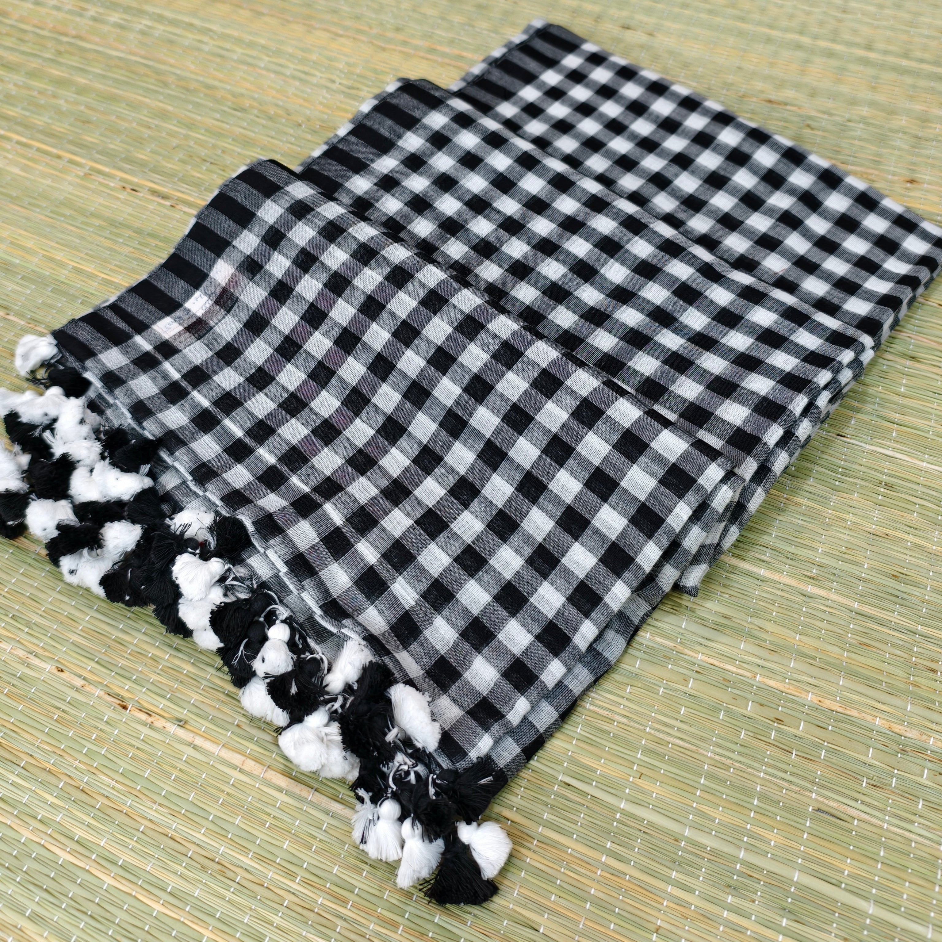 Mul cotton check saree