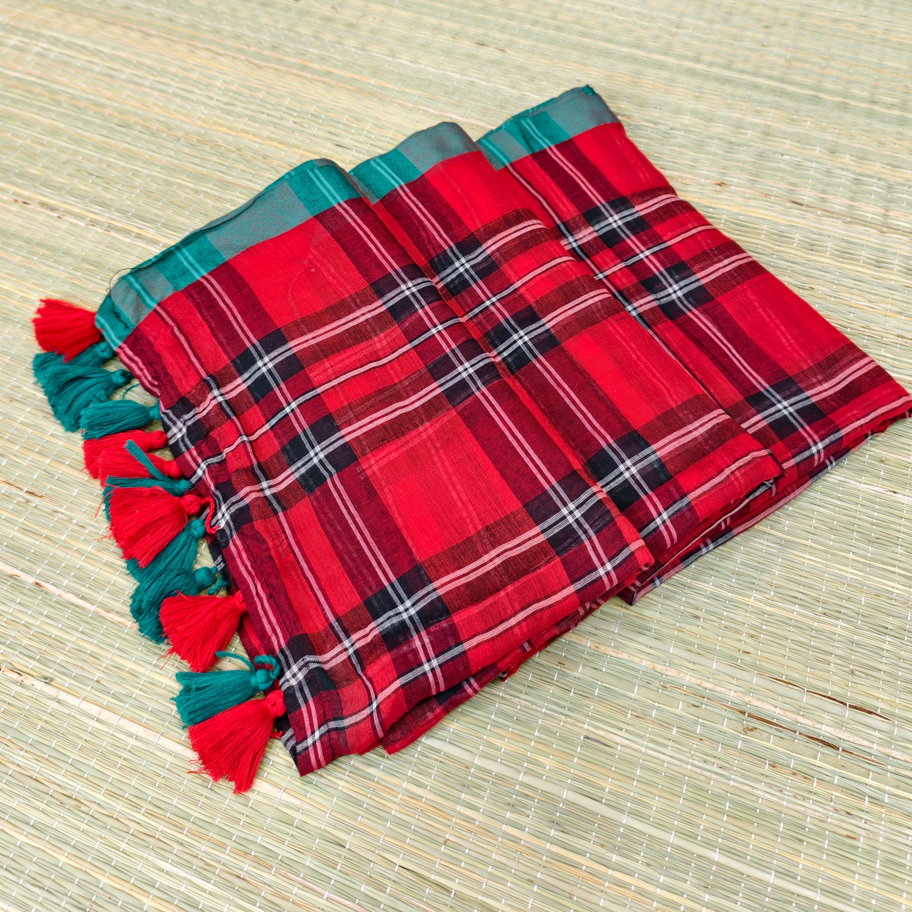 Mul cotton check saree