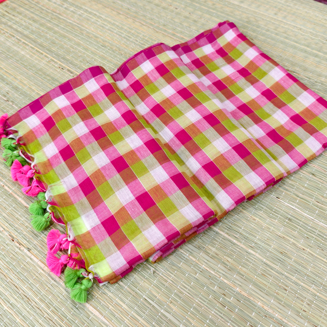 Mul cotton check saree