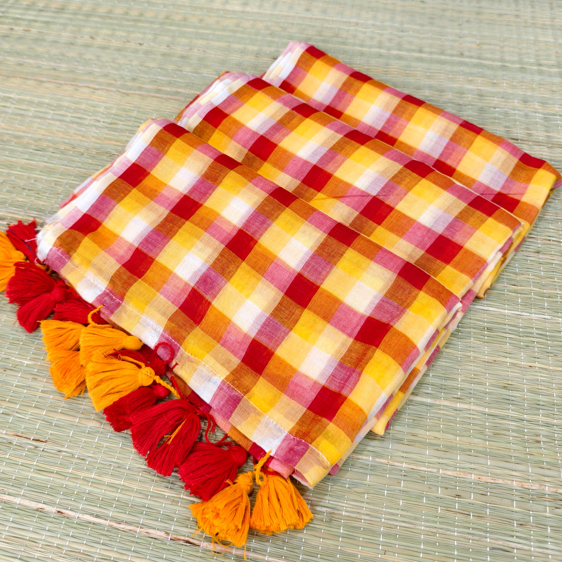 Mul cotton check saree