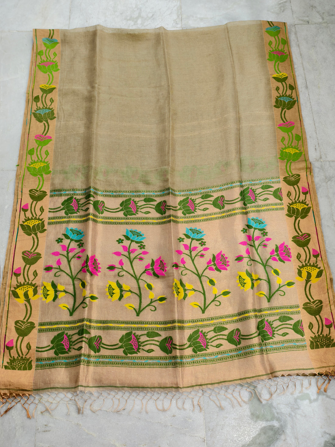 Lenin silk jamdani saree