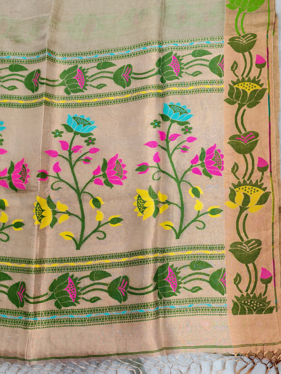 Lenin silk jamdani saree