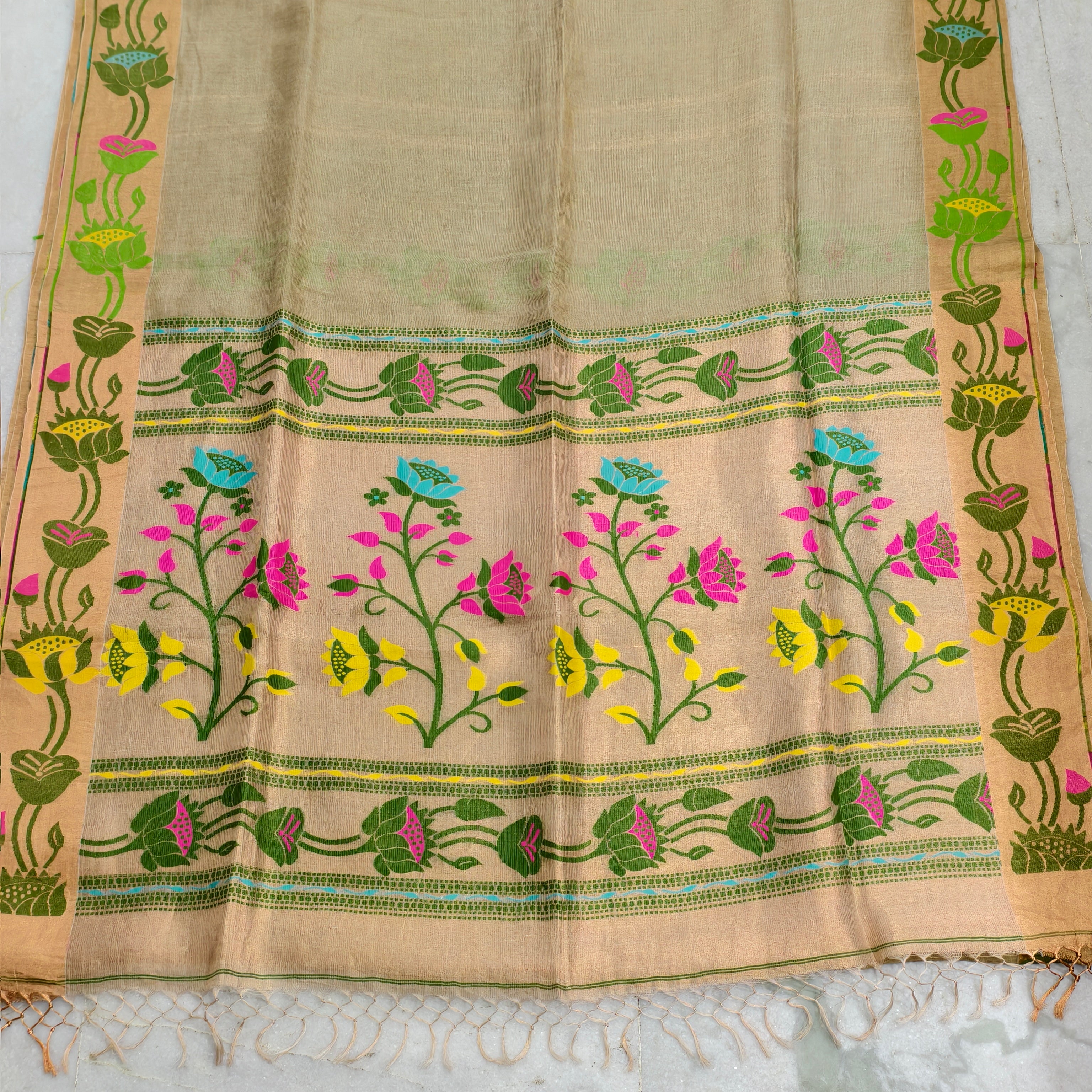 Lenin silk jamdani saree