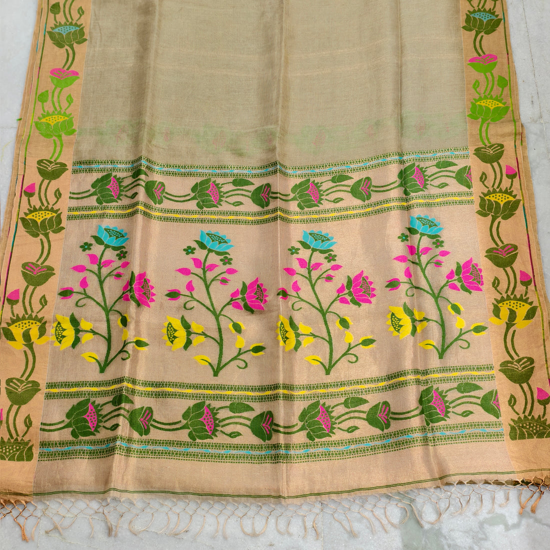 Lenin silk jamdani saree