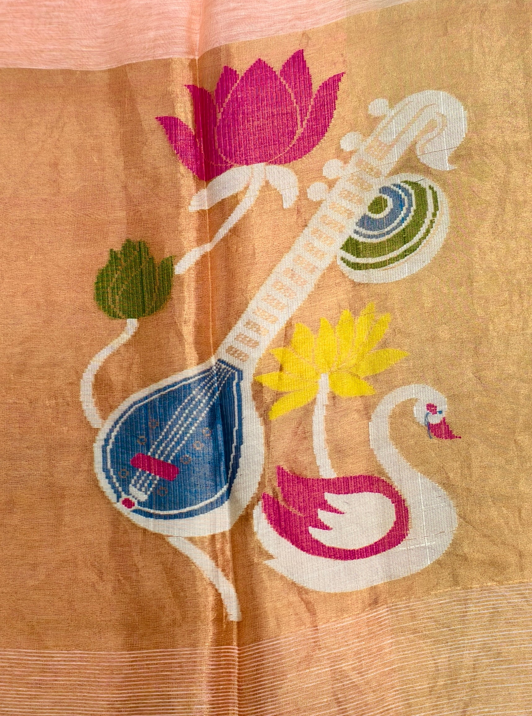 Lenin silk jamdani saree (peach)