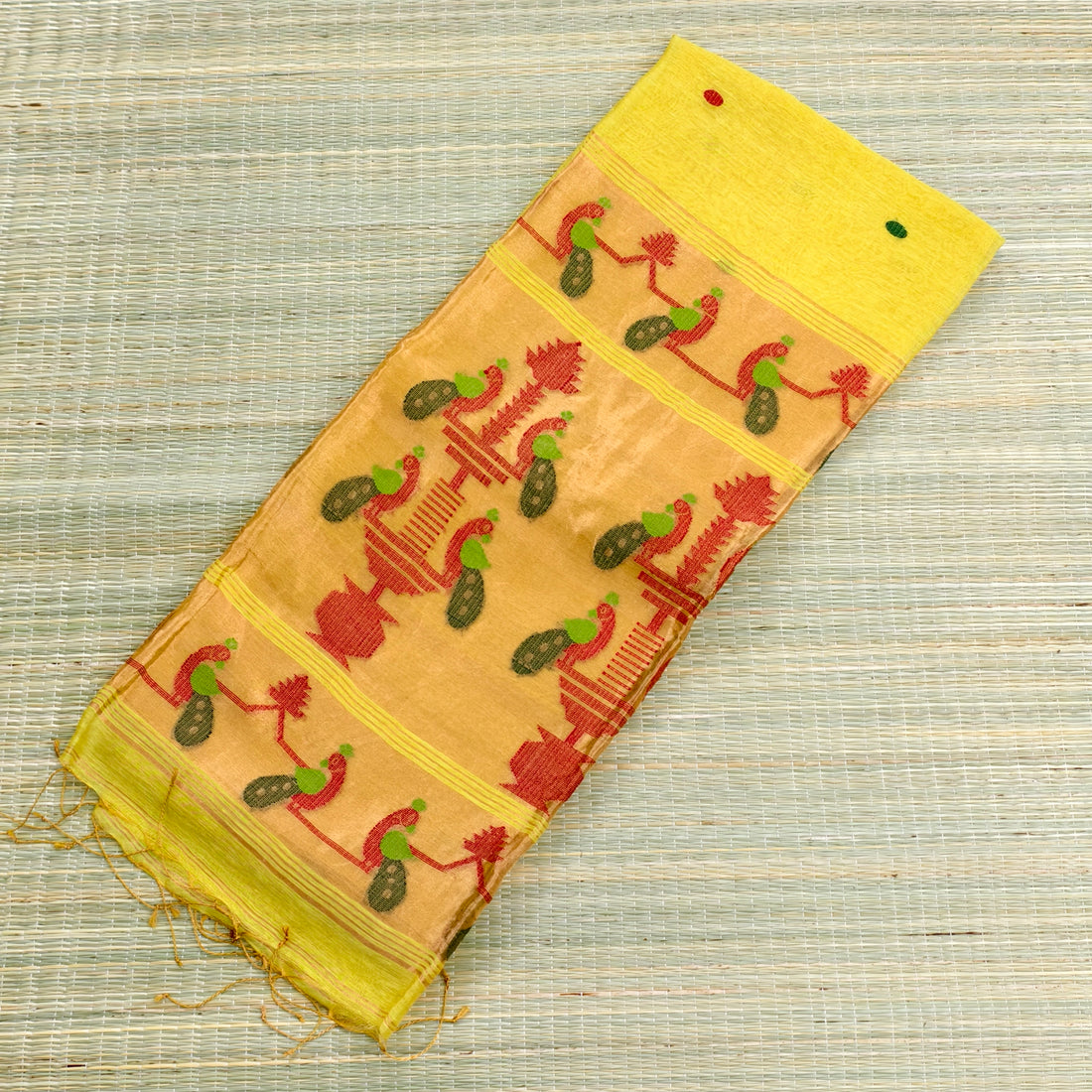 Lenin silk jamdani saree with pythani pallu