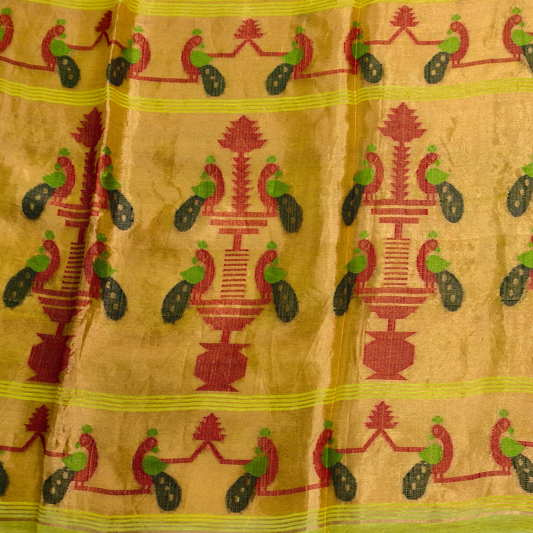 Lenin silk jamdani saree with pythani pallu