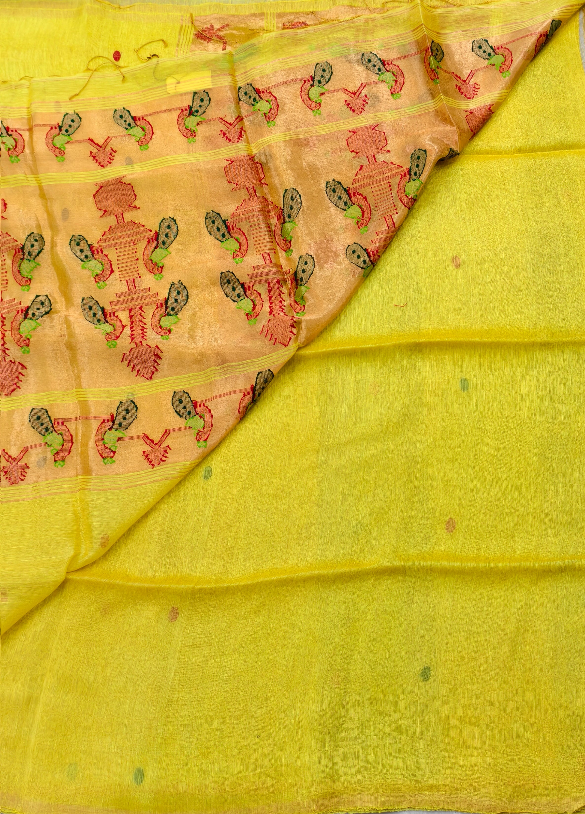Lenin silk jamdani saree with pythani pallu