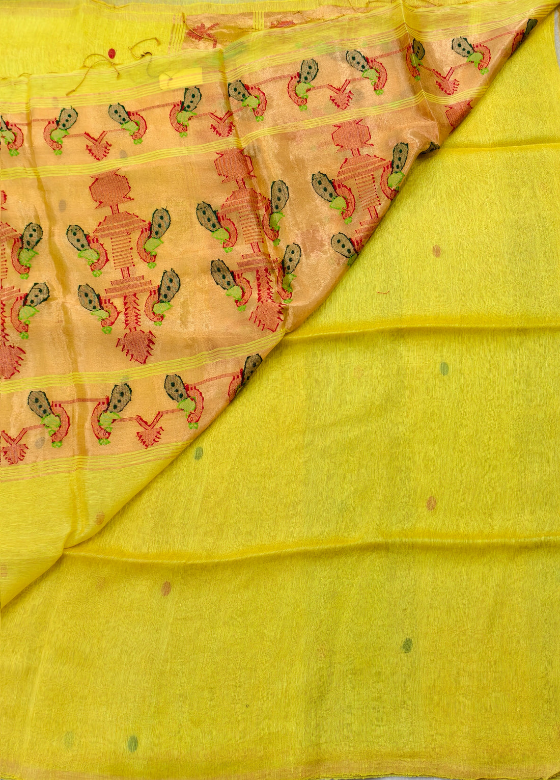 Lenin silk jamdani saree with pythani pallu