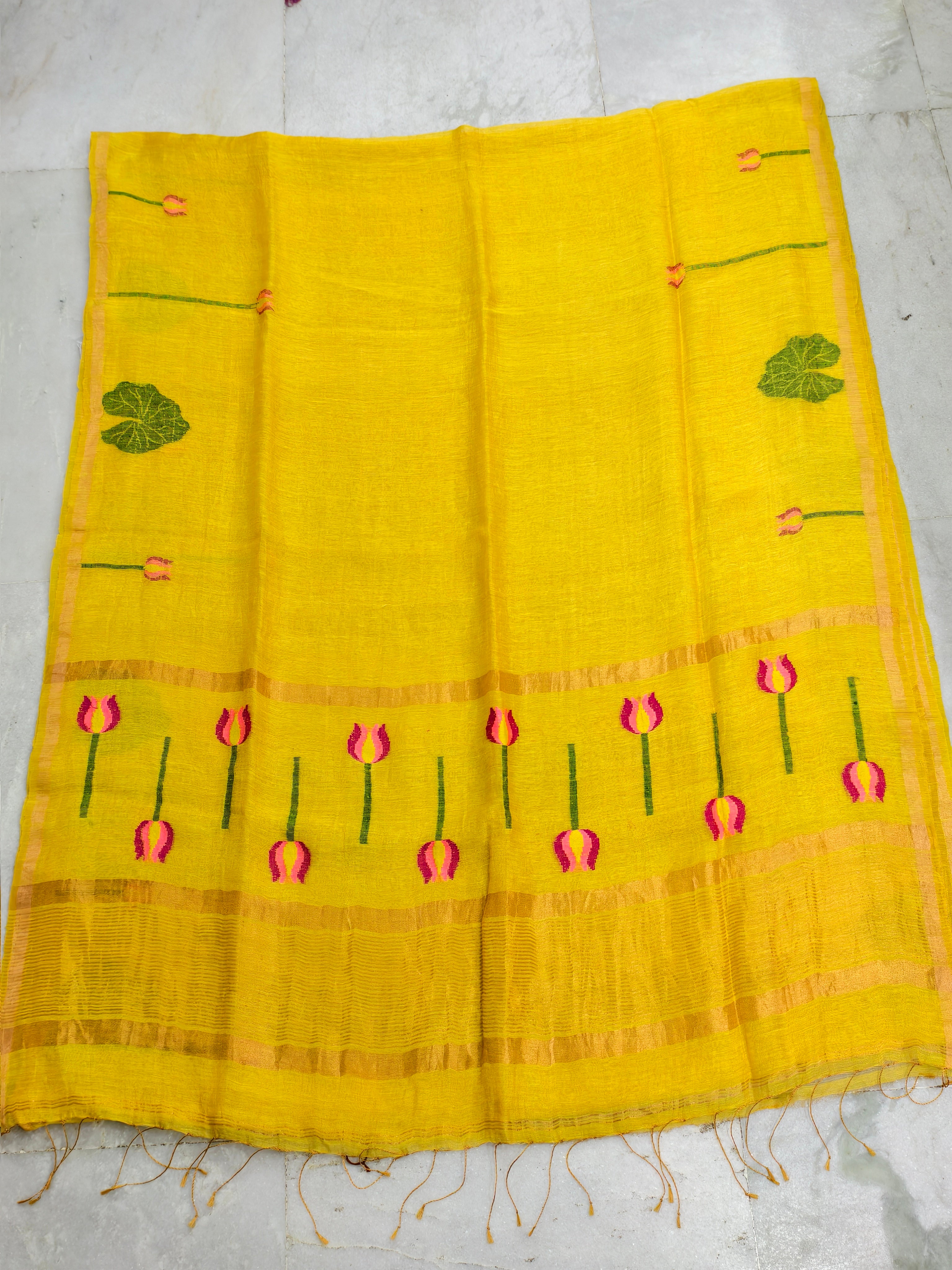 Lenin silk jamdani saree