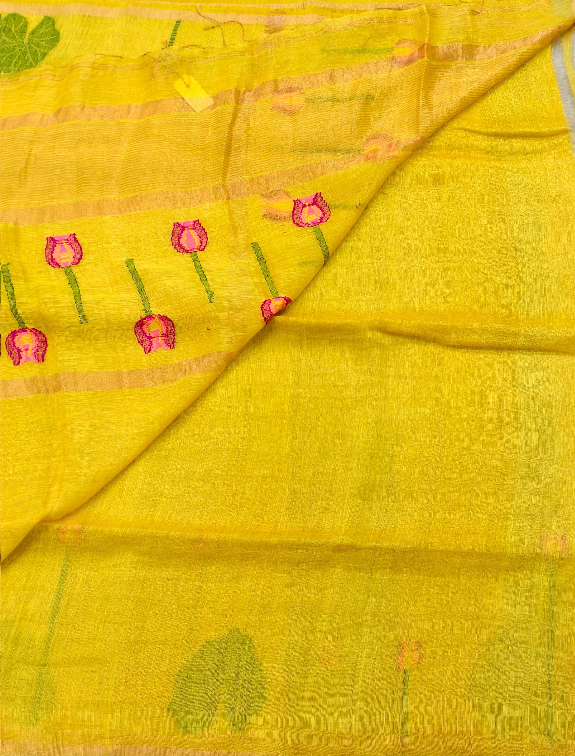 Lenin silk jamdani saree