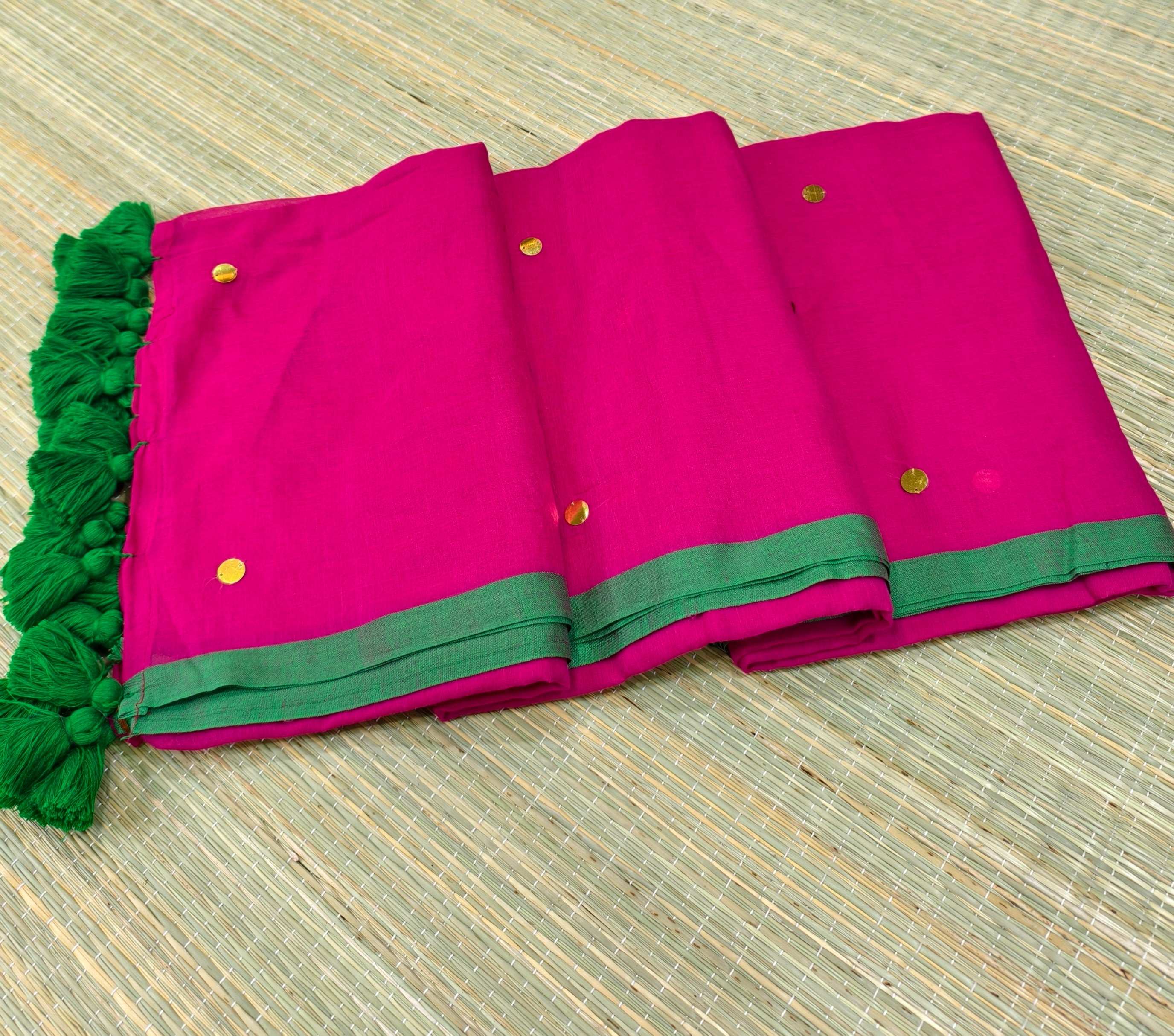Mul cotton saree with Ginni work