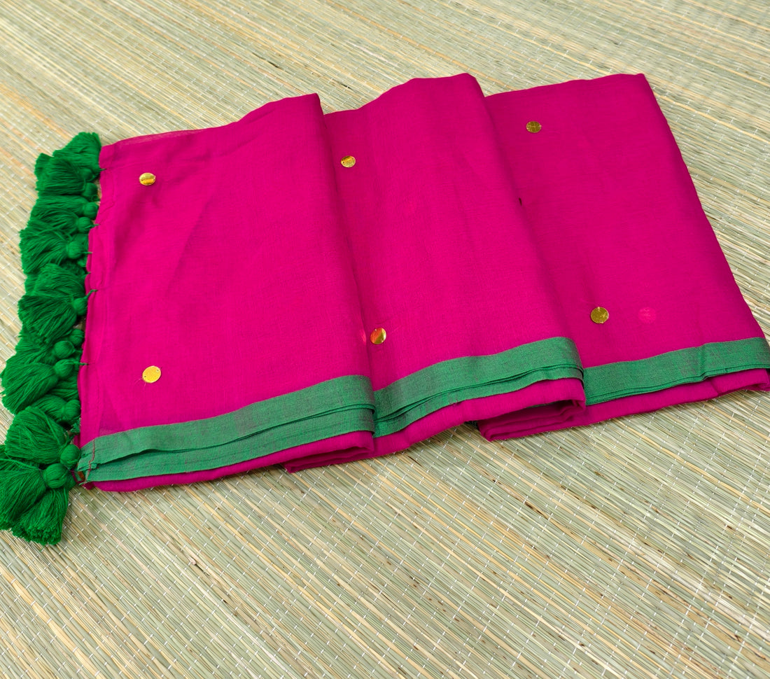 Mul cotton saree with Ginni work