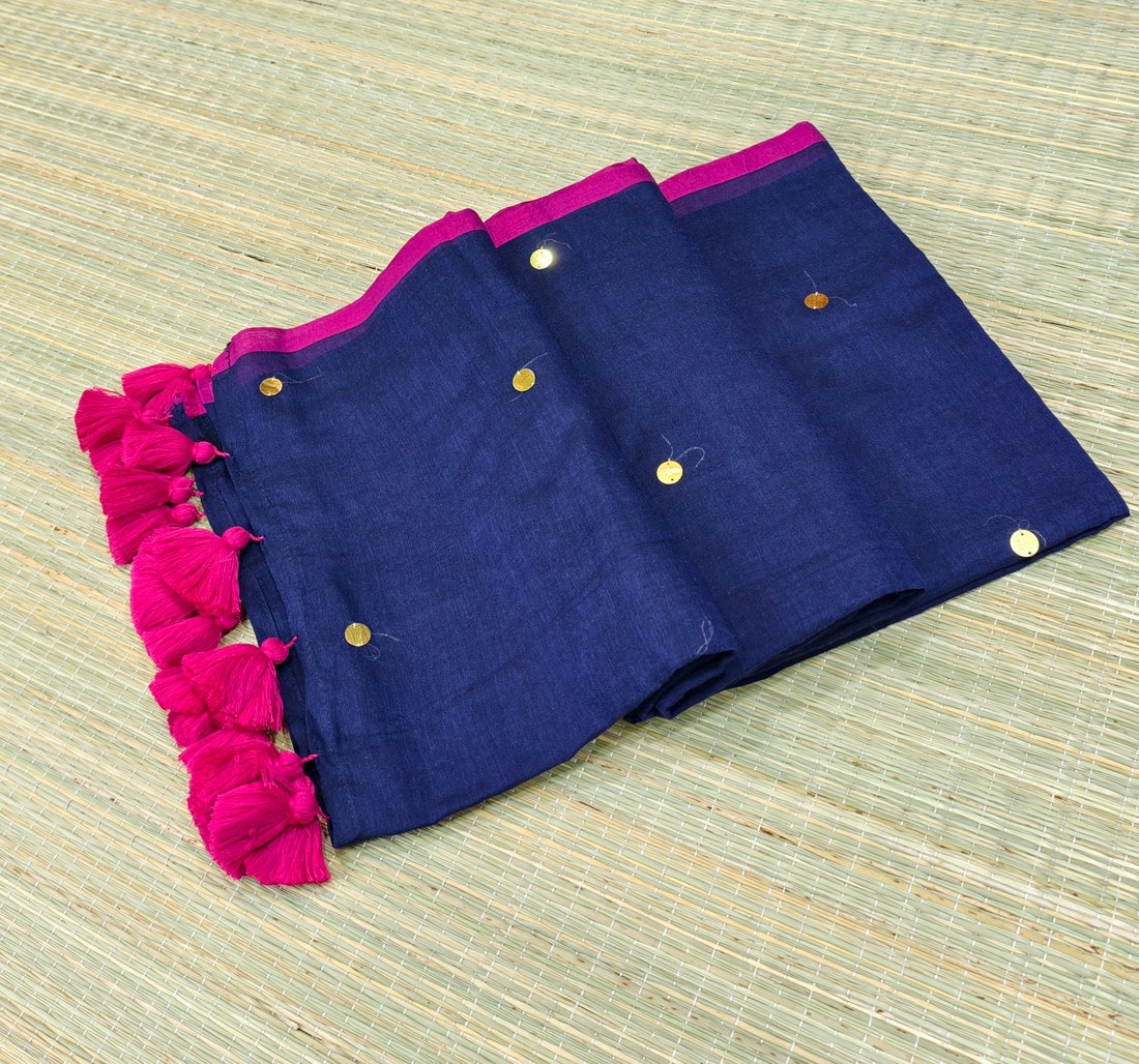 Mul cotton saree with Ginni work