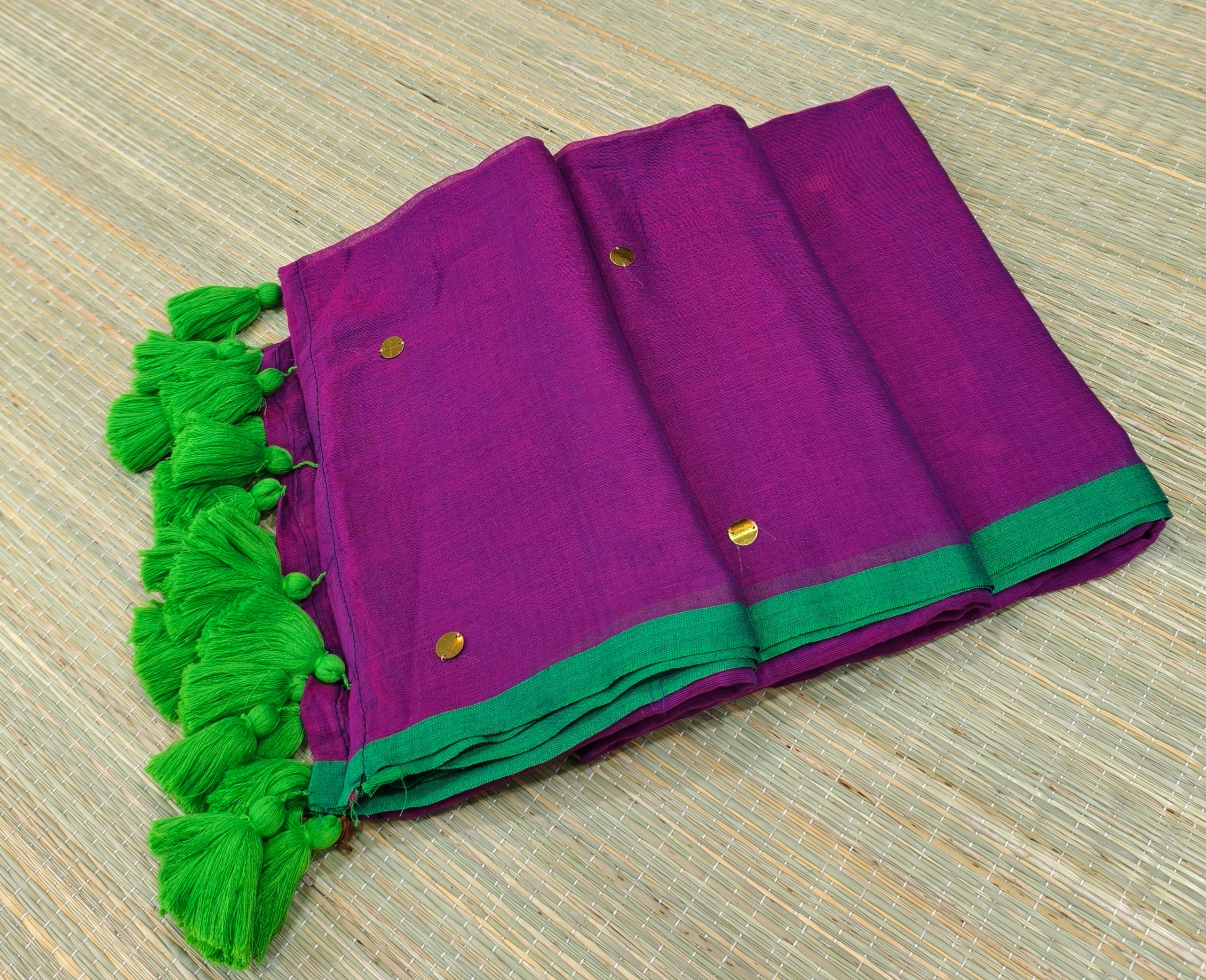 Mul cotton saree with Ginni work