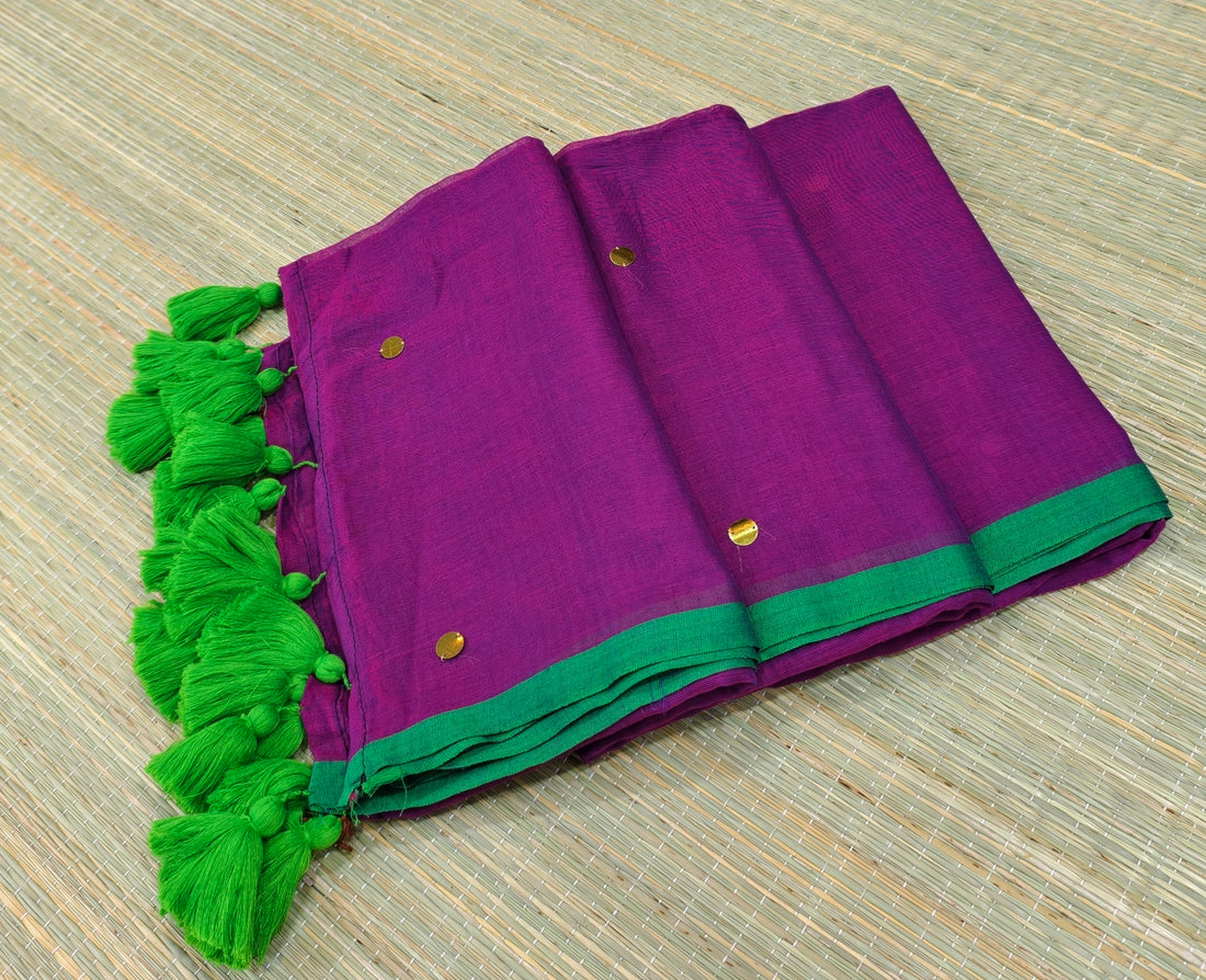 Mul cotton saree with Ginni work