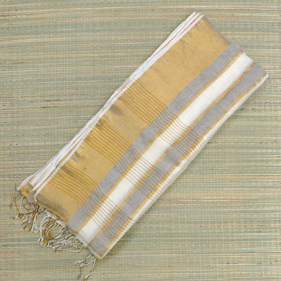 Lenin by Lenin zari border white saree