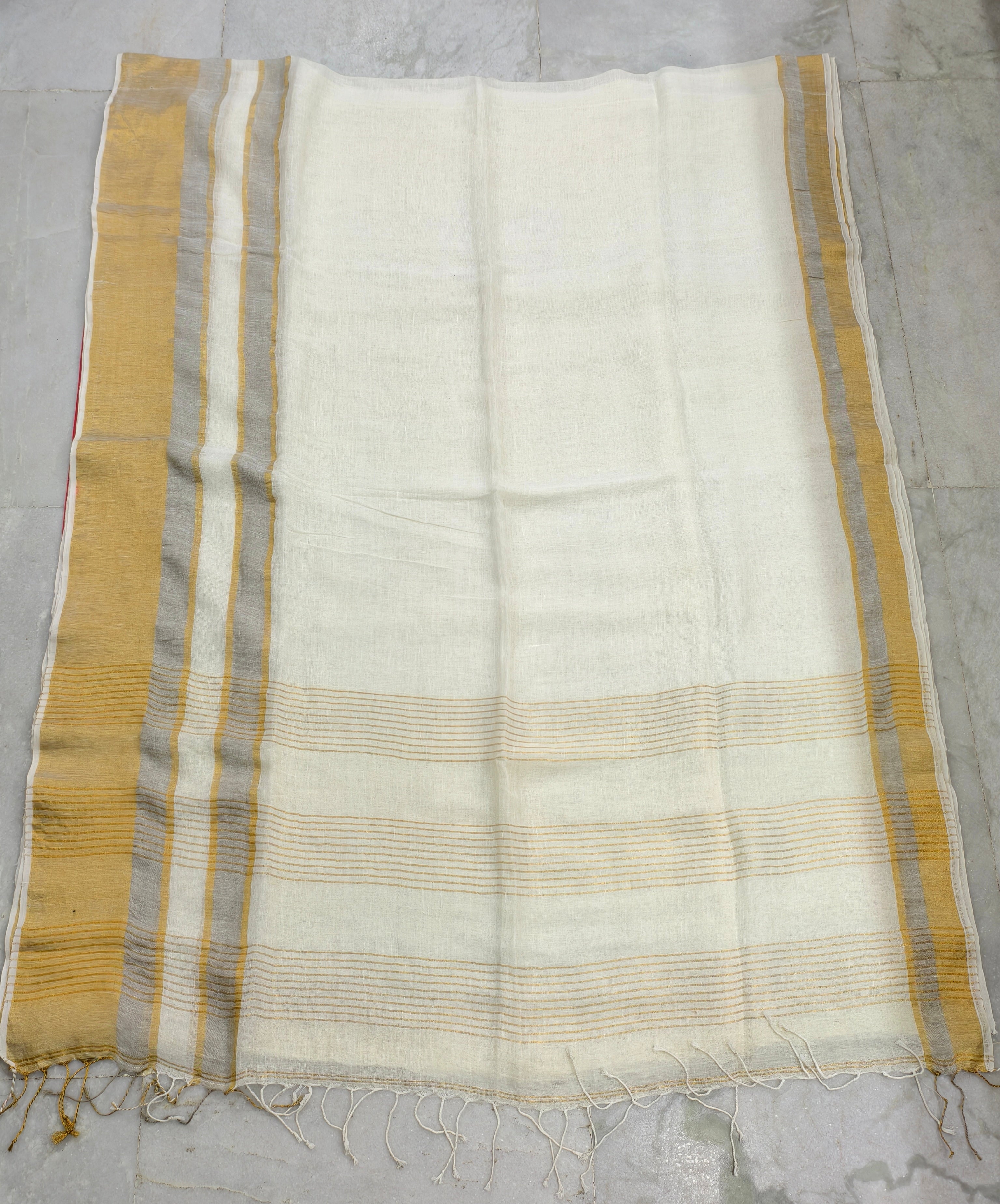 Lenin by Lenin zari border white saree