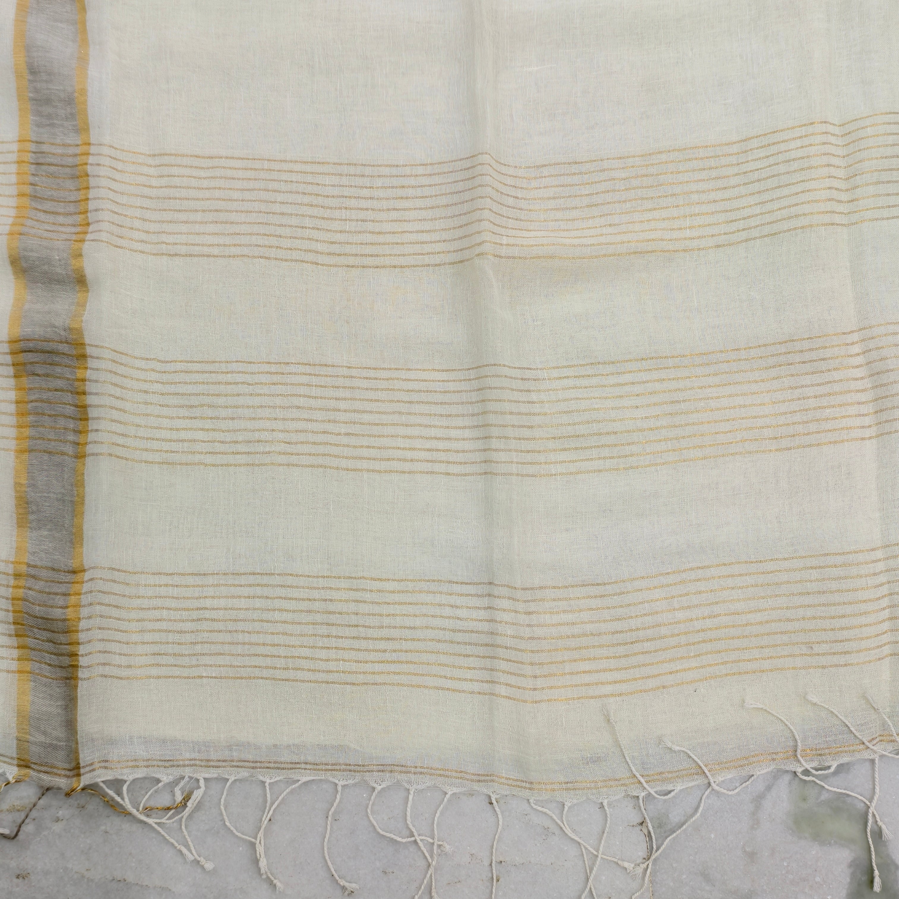 Lenin by Lenin zari border white saree