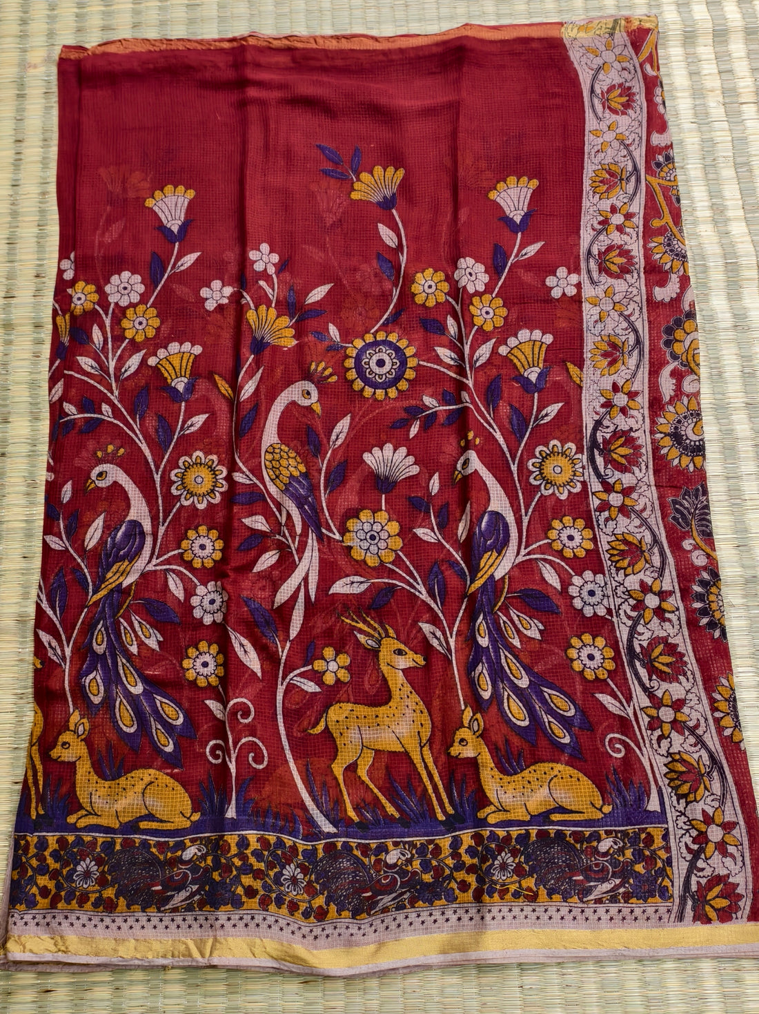 Kota cotton kalamkari saree