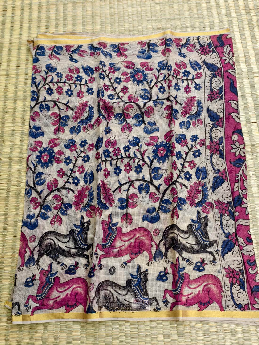 Kota cotton kalamkari saree