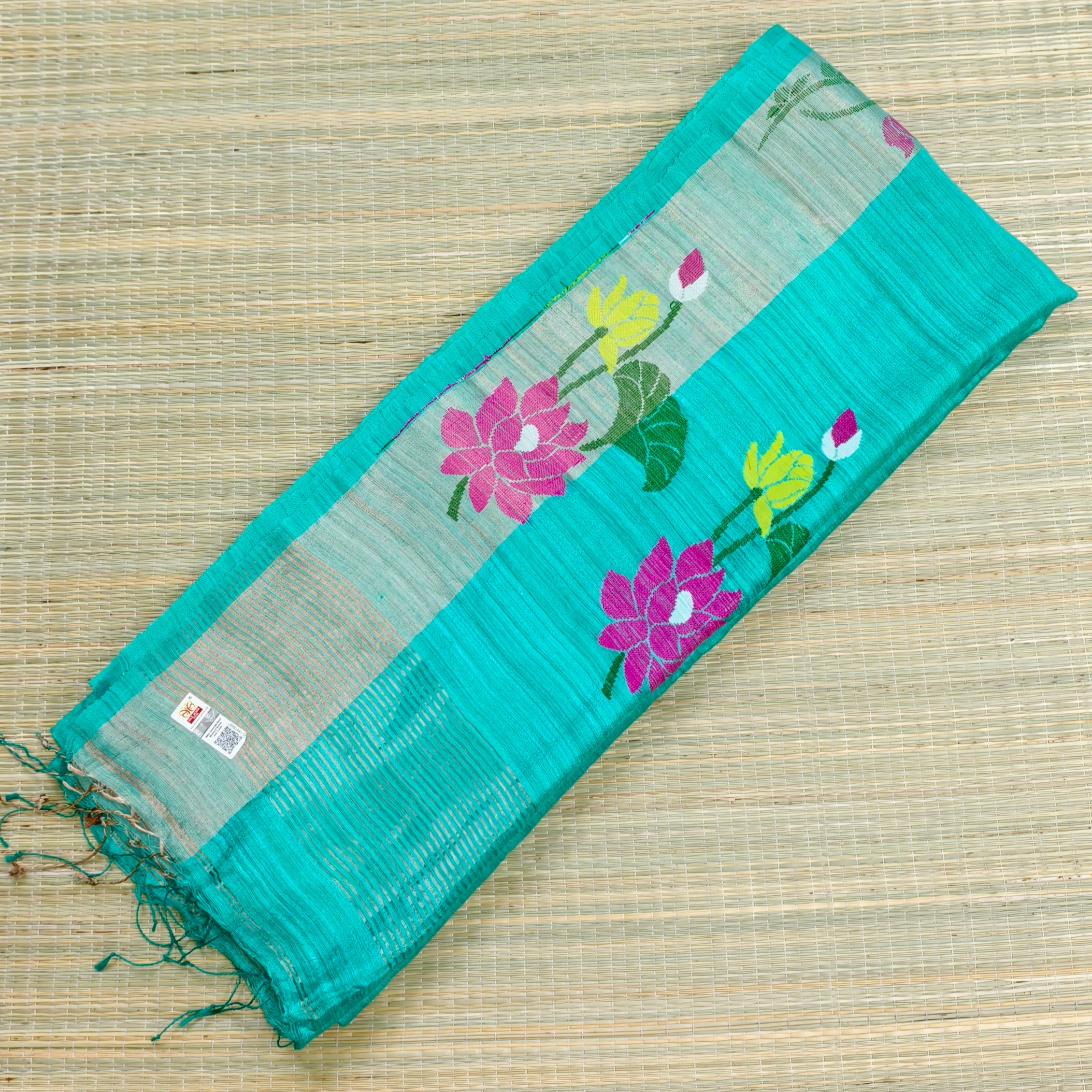 Pure Matka silk saree with jamdani weaving