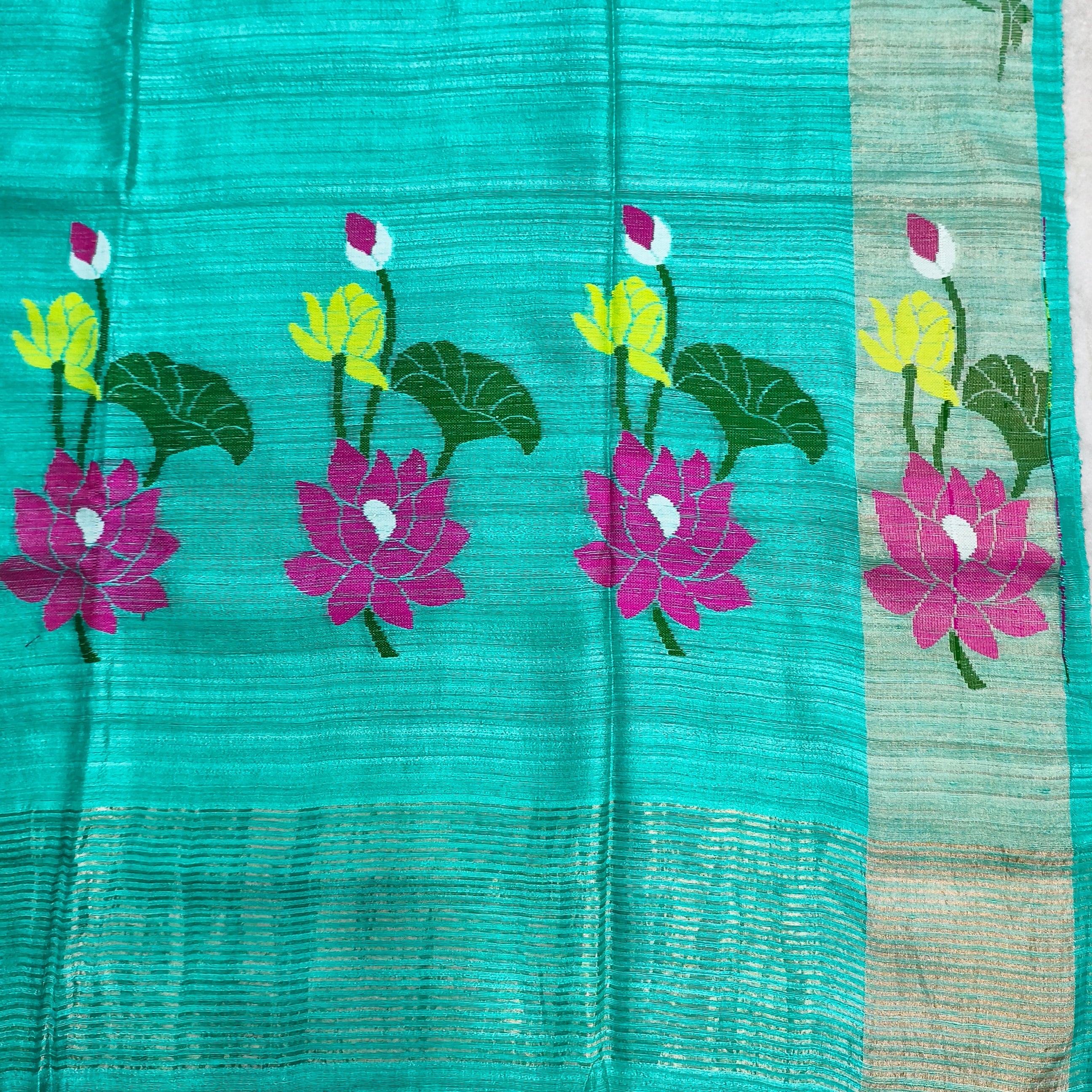 Pure Matka silk saree with jamdani weaving