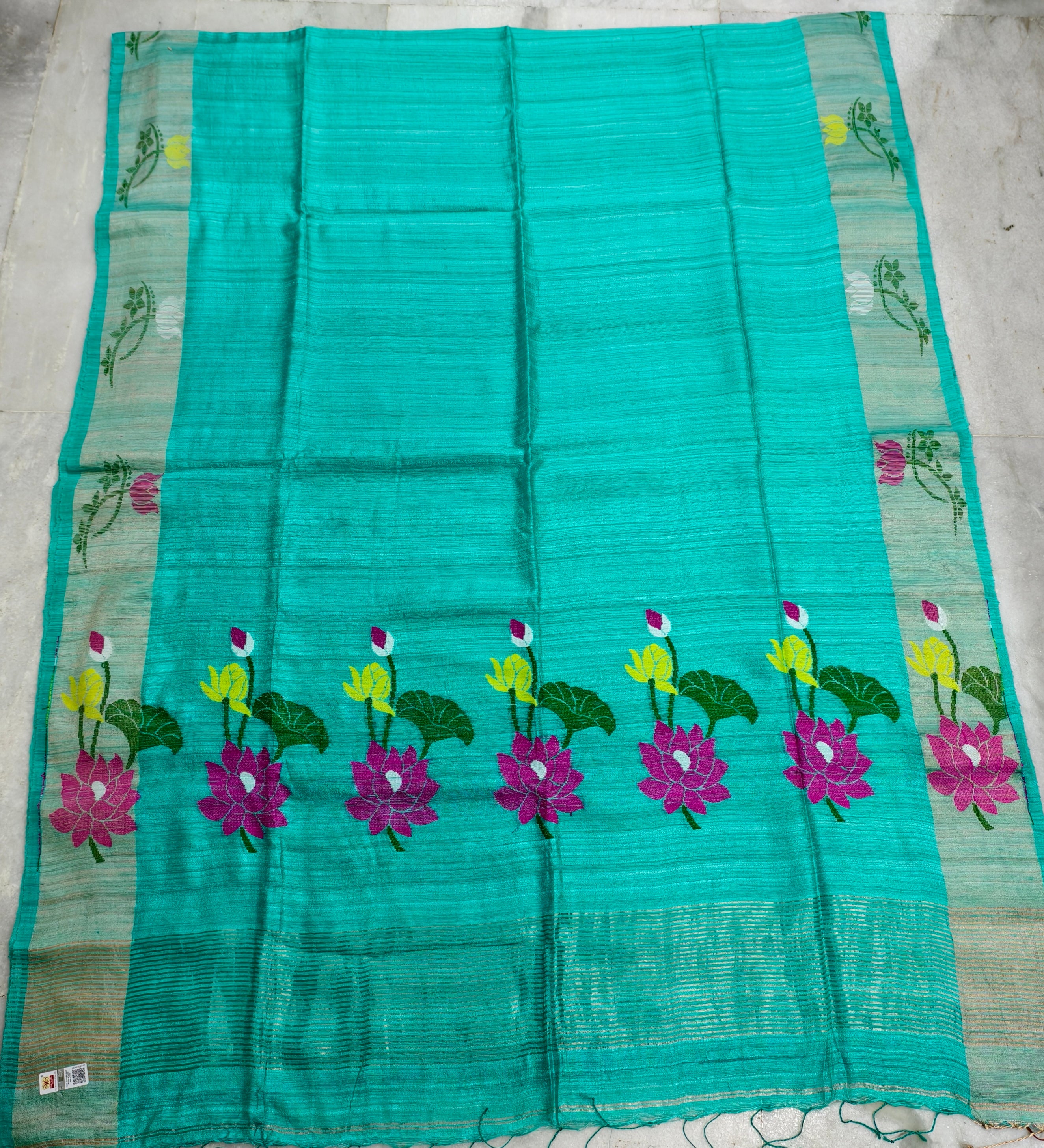 Pure Matka silk saree with jamdani weaving