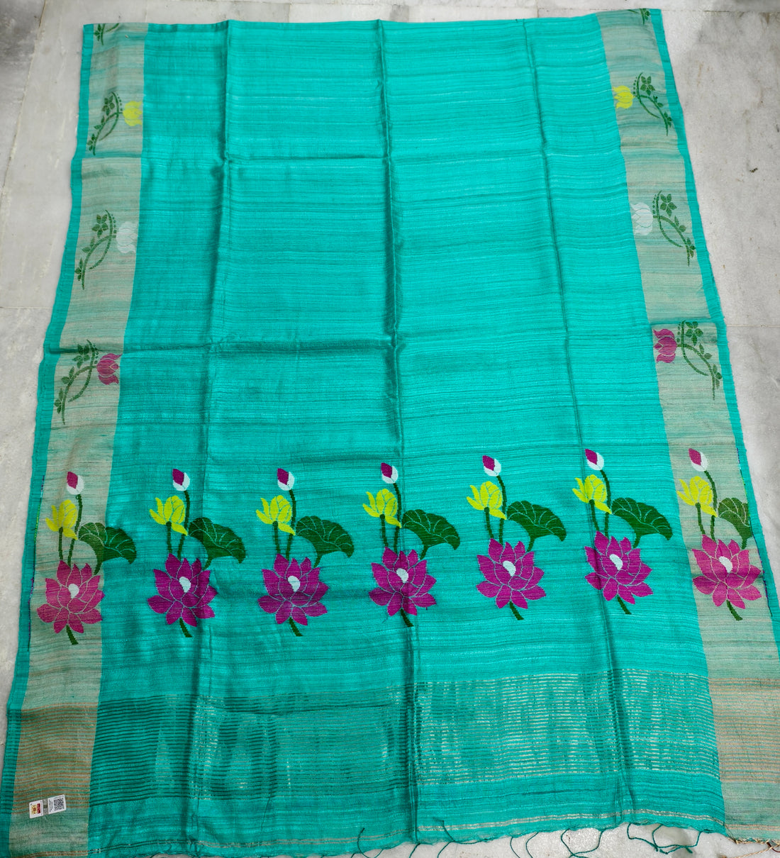 Pure Matka silk saree with jamdani weaving