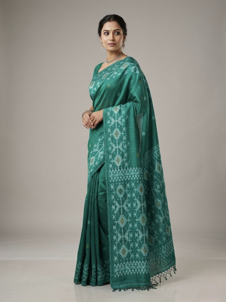 Pure matka silk jaquard embroidery saree