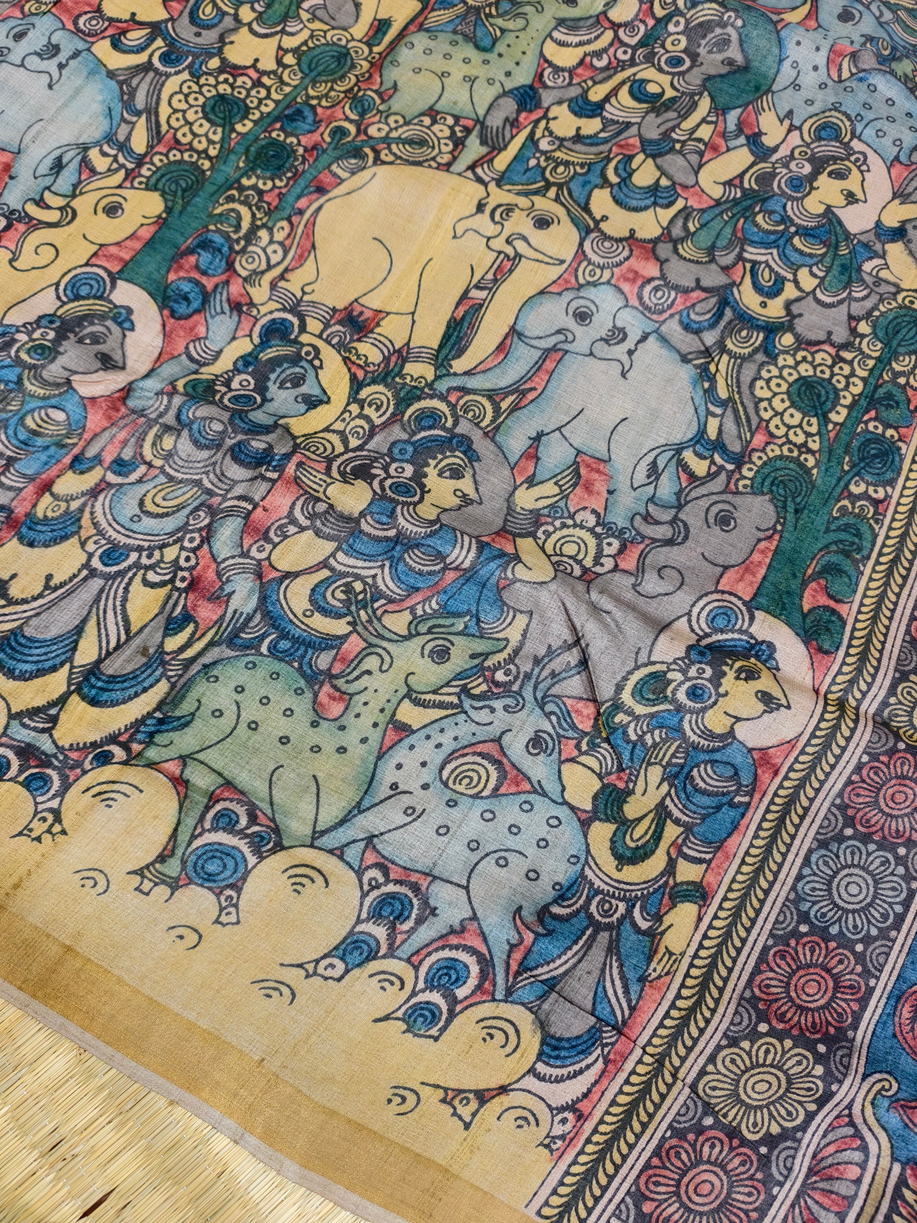 Pen kalamkari pure tussar silk saree