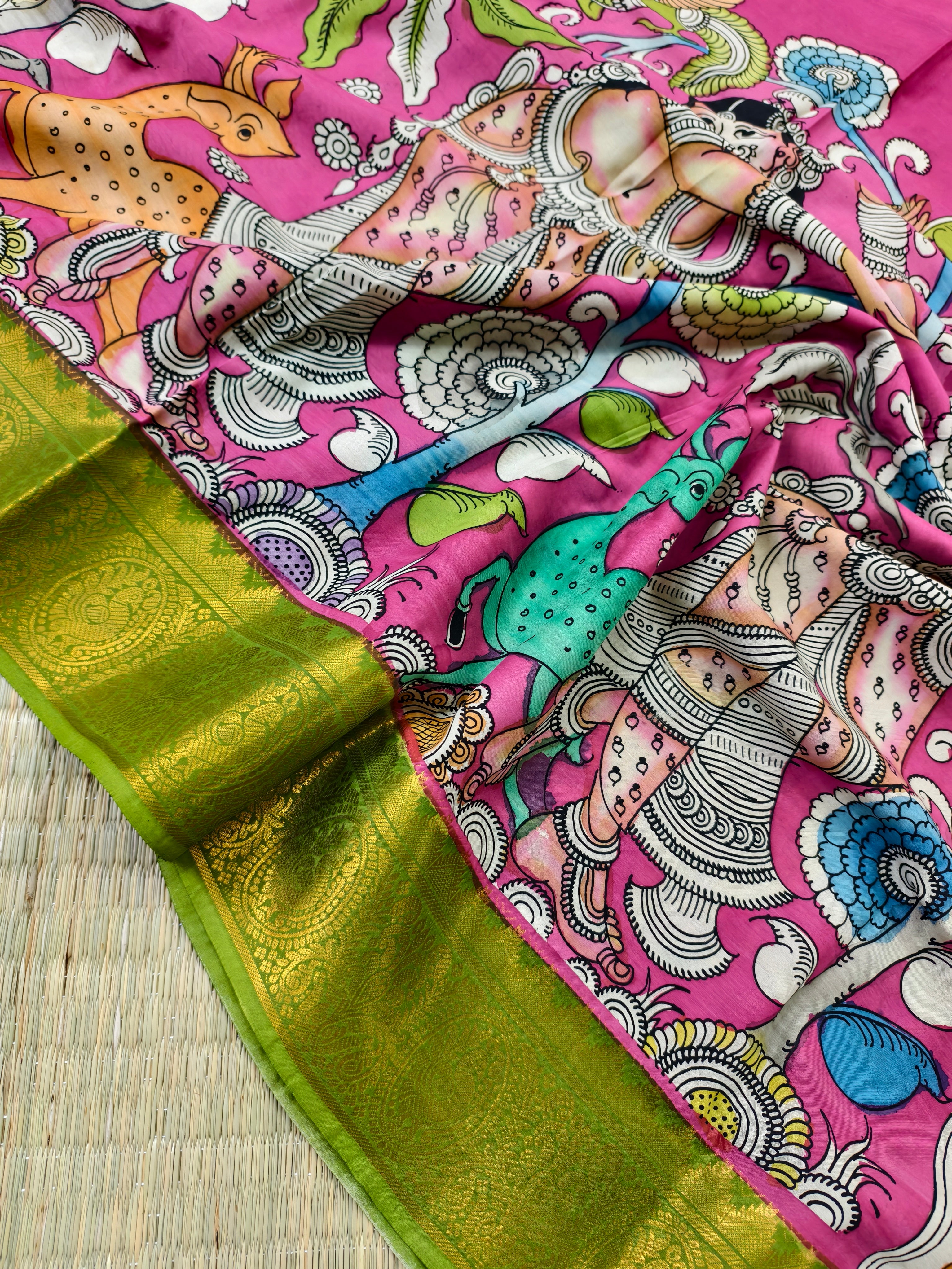 Pen kalamkari Mangalagiri pattu saree