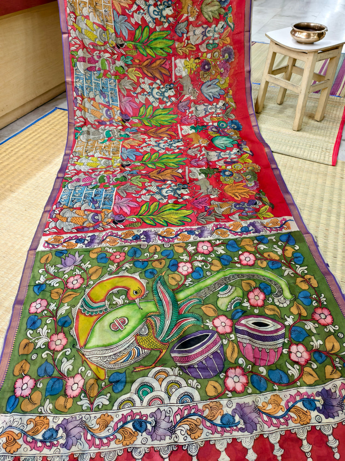 Pen kalamkari Mangalagiri silk saree