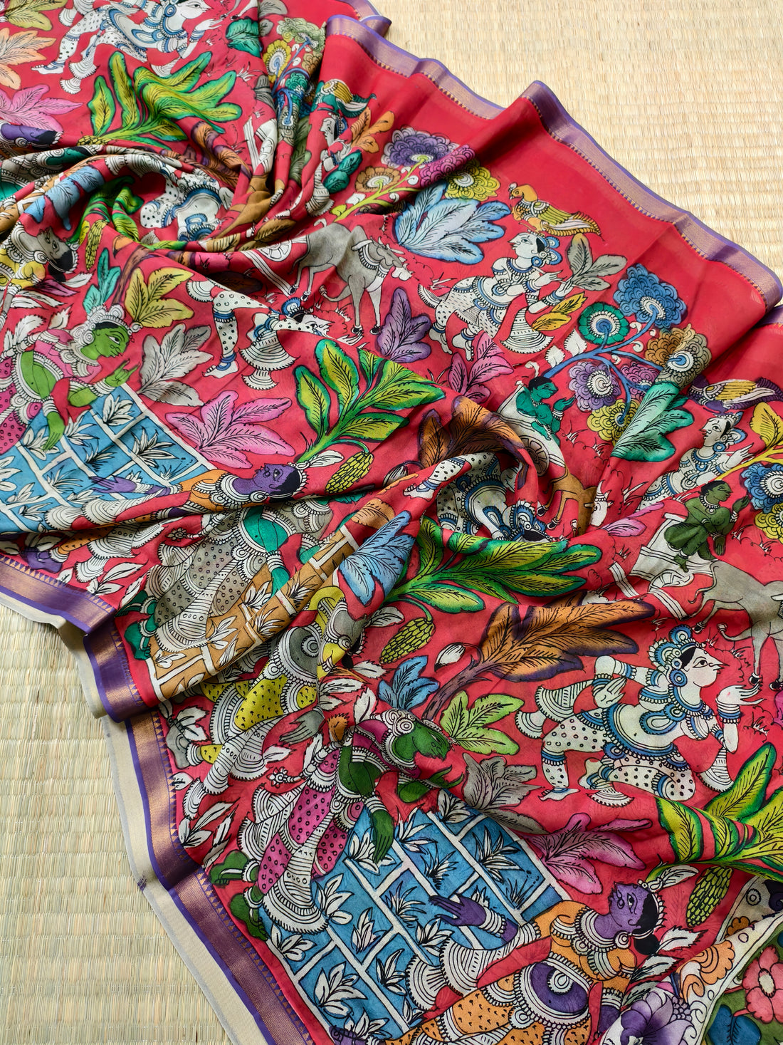 Pen kalamkari Mangalagiri silk saree