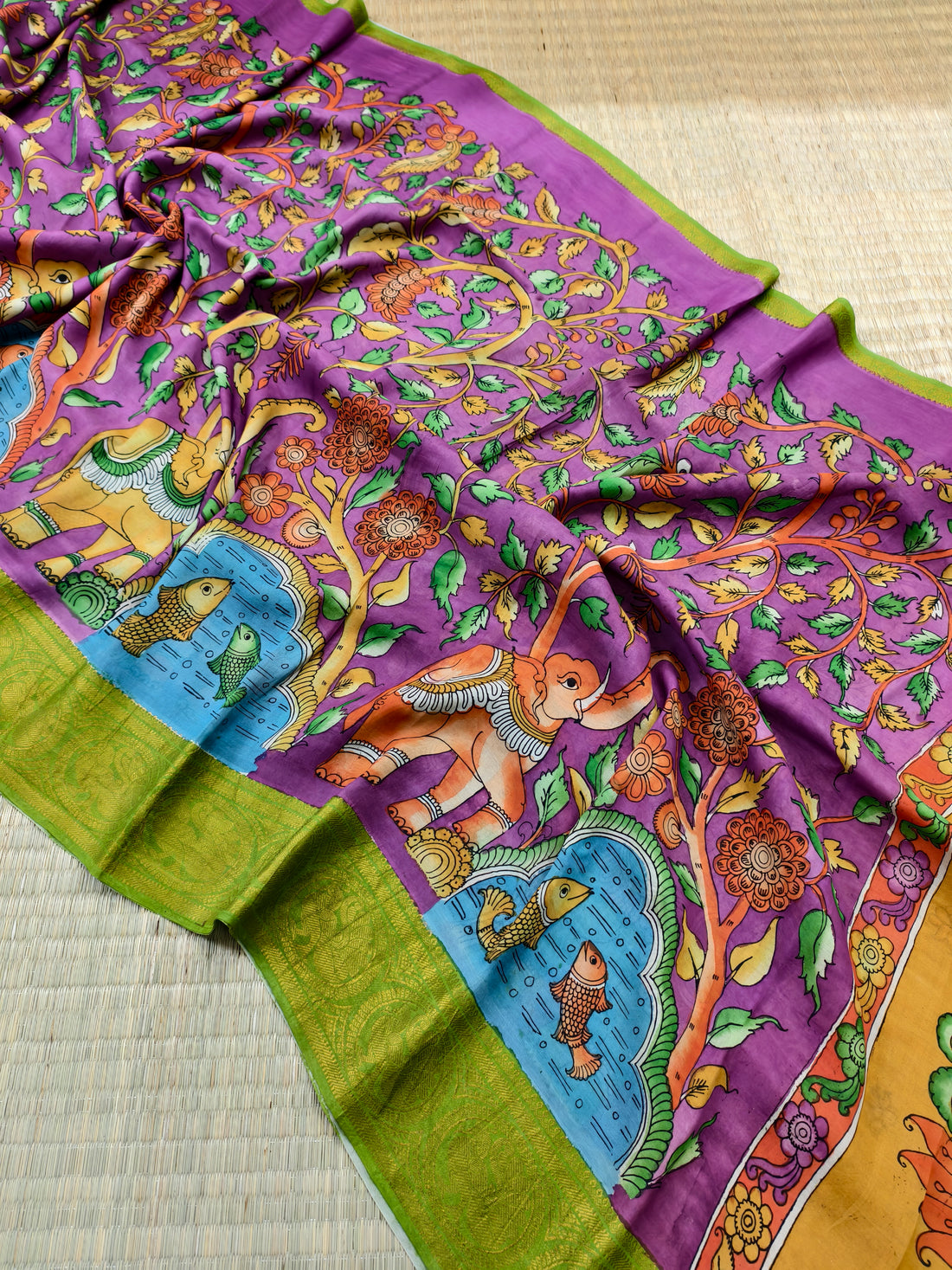 Pen kalamkari banglore silk saree